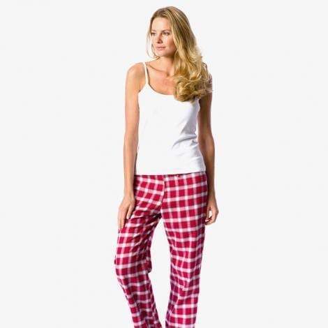 Nightwear Camisole With Checkered Pajama DOHG-380 White & Red In Pakistan