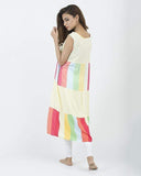 Сotton Slim Fit Florаl Print Long Sleeveless Night Suit Tshirt for Women (39 Inсh Length) - Yellow In Pakistan