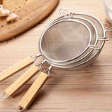 Strainer With Wooden Handle ( Pack of 3 )