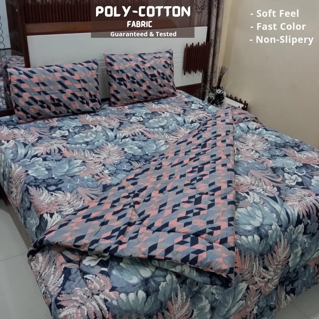 Poly Cotton Fabric Attractive Design Bed Sheet - King Size In Pakistan