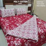 Poly Cotton Fabric Floral Pattern Bedsheet - King Size In Pakistan