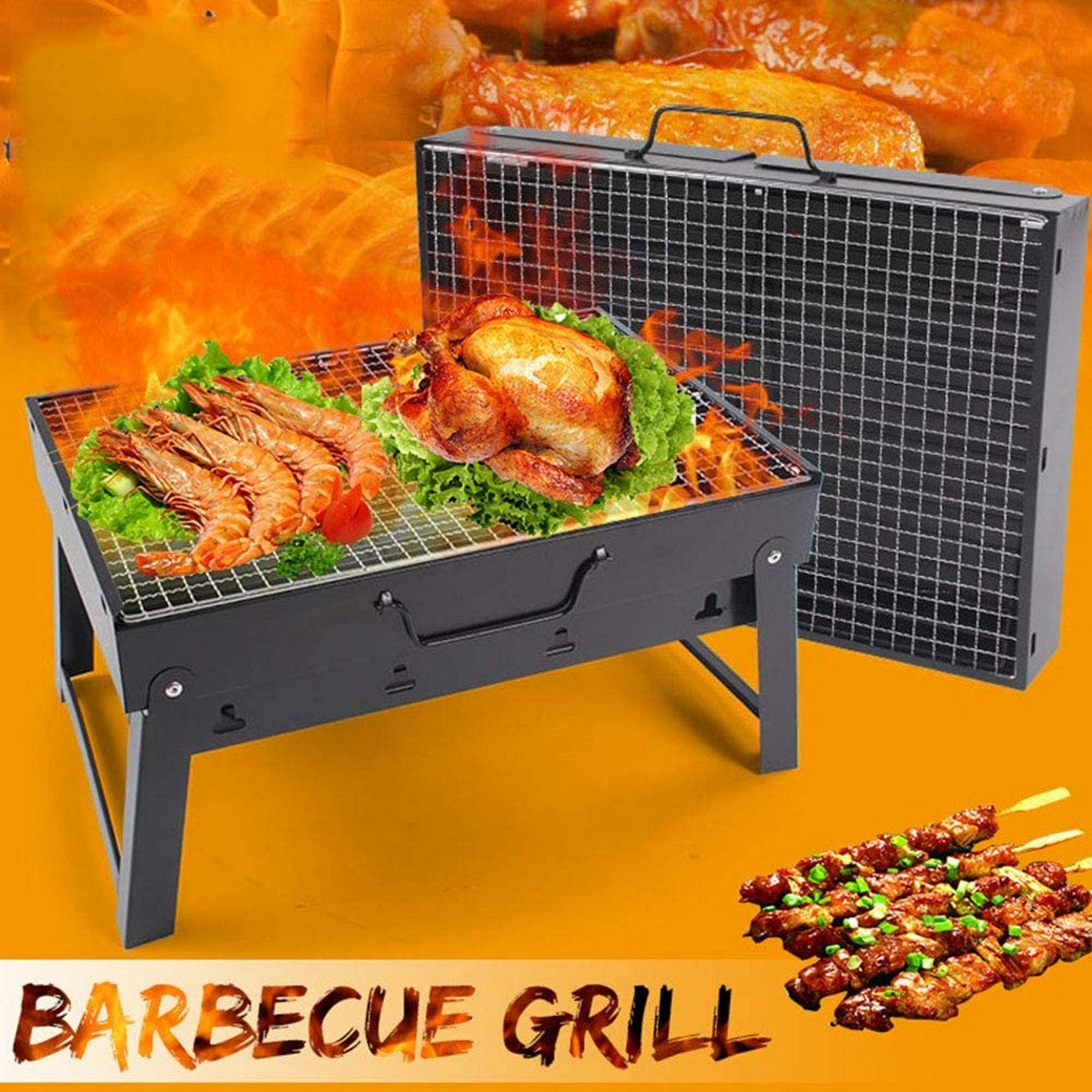 Portable Outdoor BBQ Barbecue Grill Machine (43*30 CM) (Large) In Pakistan