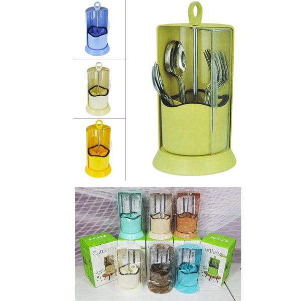 ROTATING CUTLERY STORAGE BOX WITH TRANSPARENT COVER In Pakistan