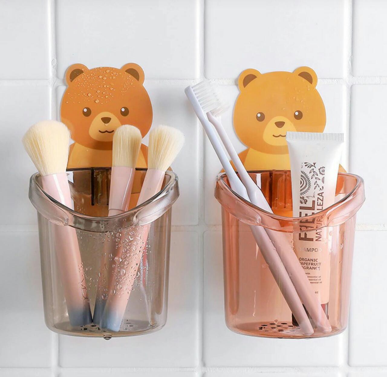 Teddy Bear Toothbrush Holder Cute Bear Storage Rack (Random Color) In Pakistan