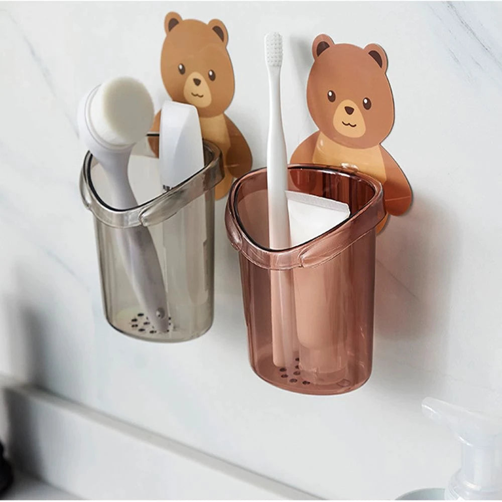 Teddy Bear Toothbrush Holder Cute Bear Storage Rack (Random Color) In Pakistan