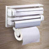 Triple Paper Dispenser Cling Film Wrap Aluminum Foil & Kitchen Roll - White