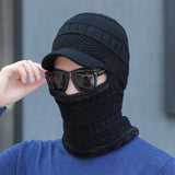 Winter Stretchy Knitted Hat Neck Gaiter Full Face Cover Warm Balaclava Black In Pakistan