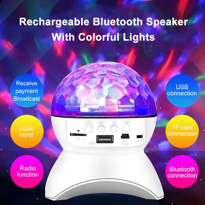 Wireless Bluetooth Speaker Stage Light RGB LED Crystal Ball Effect Light (Random color) In Pakistan