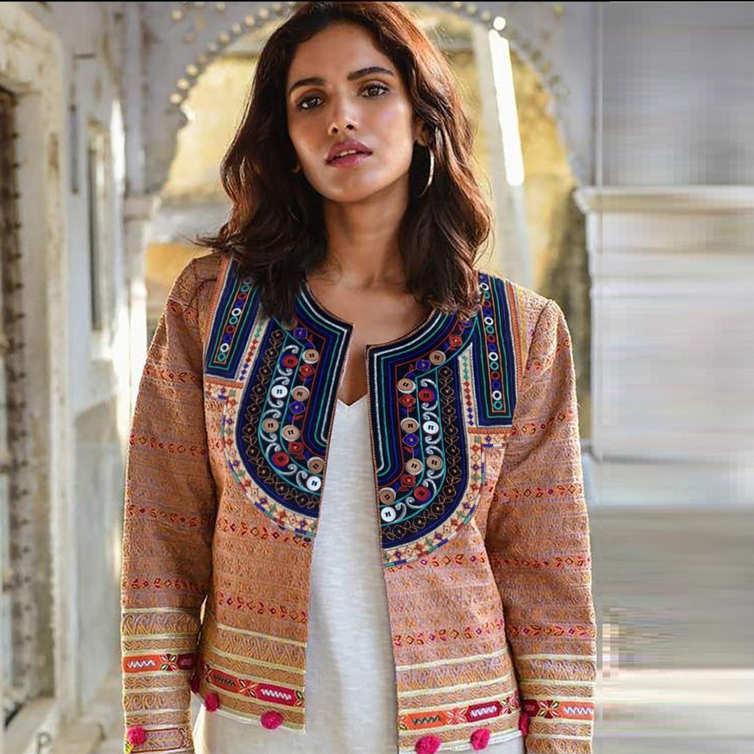 WOMAN HAND MADE RED JACKET EMBROIDERED BLAZER COAT In Pakistan