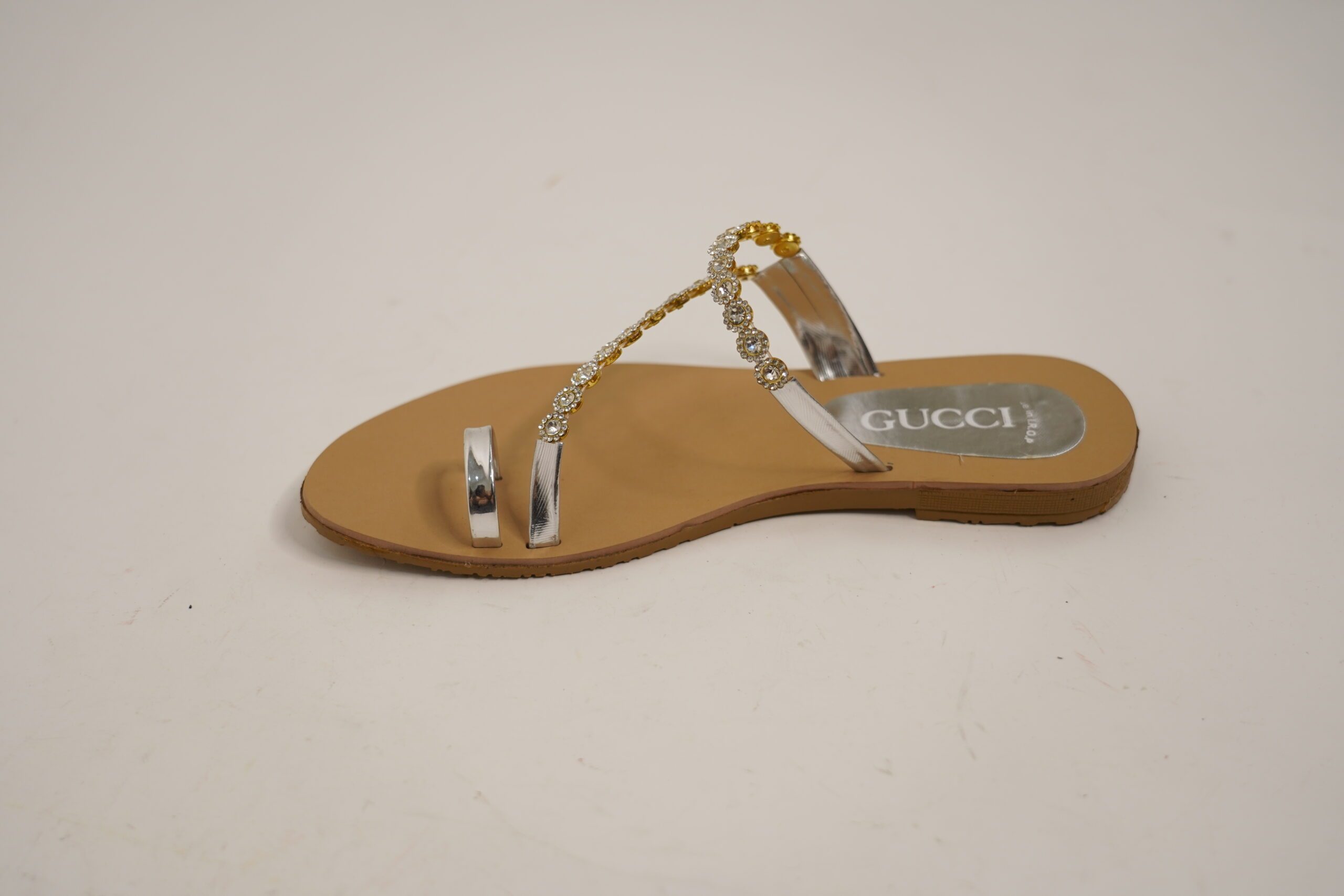 Women Footwear Silver Flat Heel Slipper Sandals In Pakistan