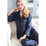 Women Pajama Sets Pure Silk Turn-Down Collar Sleepwea In Pakistan
