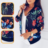 Women's Fashion Floral Printed Bomber Jackets Ladies Retro Zipper Up Outwear Coat In Pakistan