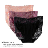 Women's High Waist Floral Lace Panties Modal Briefs Sexy Lingerie Underwear - Black In Pakistan