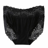 Women's High Waist Floral Lace Panties Modal Briefs Sexy Lingerie Underwear - Black In Pakistan