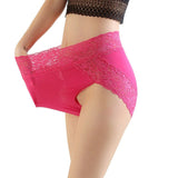 Women's High Waist Floral Lace Panties Modal Briefs Sexy Lingerie Underwear - Pink In Pakistan