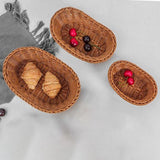 Woven Breads Serving Baskets,Oval Imitation Rattan Fruit Basket,Woven Stackable Tabletop Food Basket,Brown In Pakistan